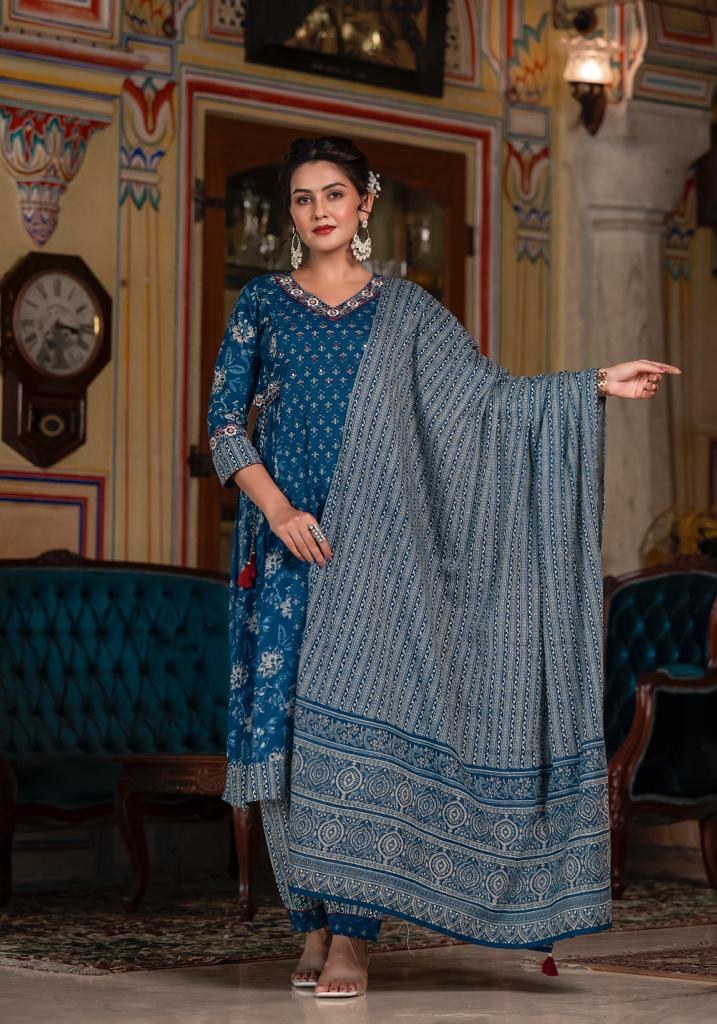 Akshar Designer Afghani Style Cotton Kurti With Bottom Dupatta Wholesale Market In Surat

